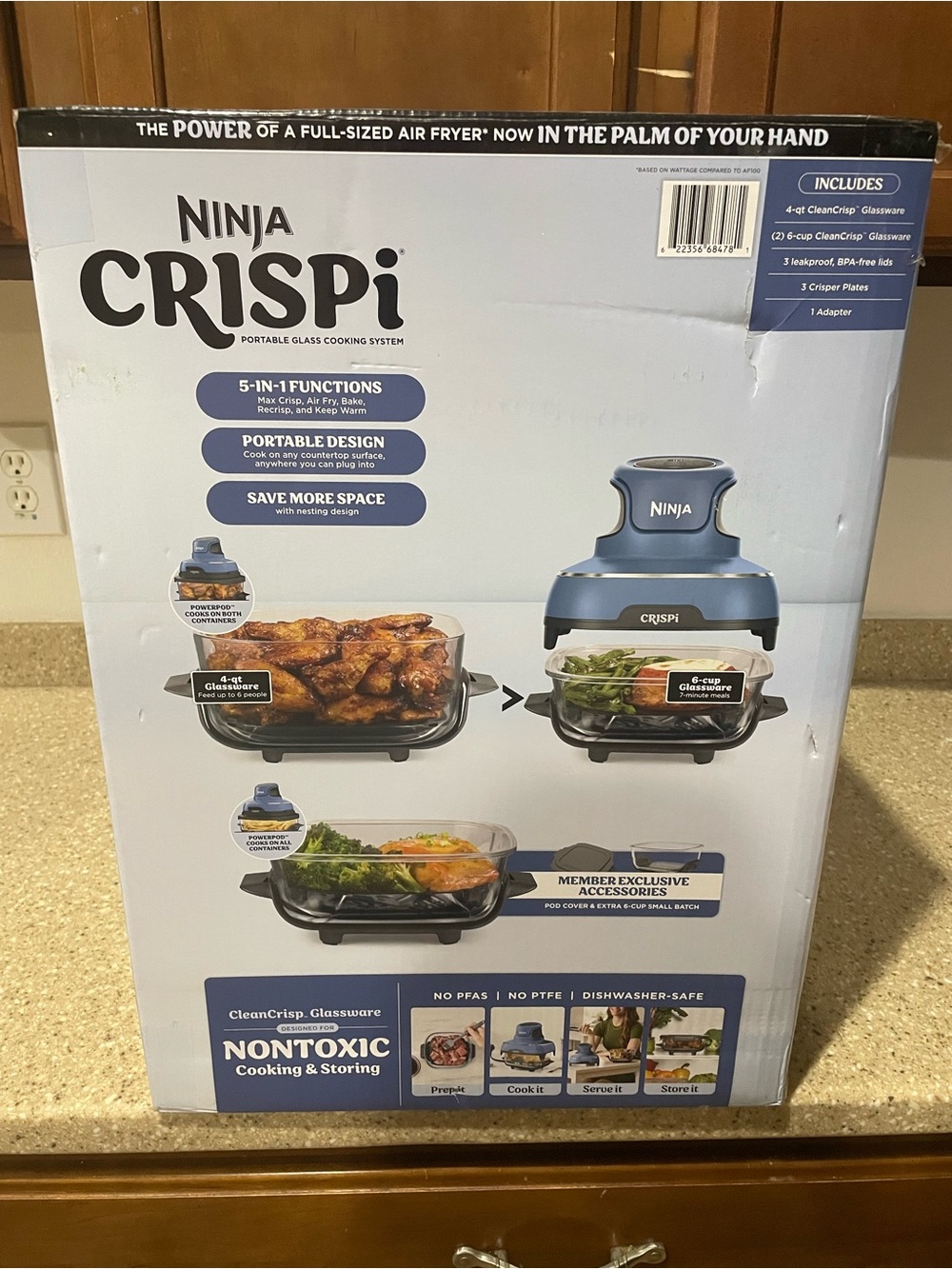 Ninja Crispi 5-in-1 Portable Glass Air Fryer Cooking System New